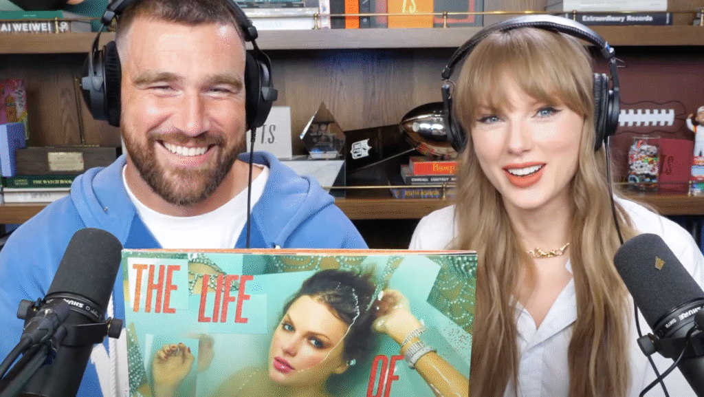 Travis Kelce and Taylor Swift on New Heights podcast